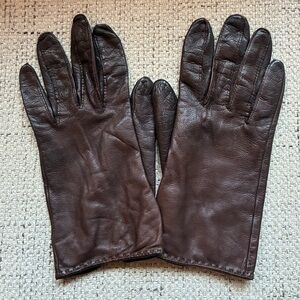 VTG Nordstrom Dark Brown Leather Gloves